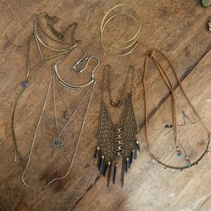 Free people necklace and bracelet bundle